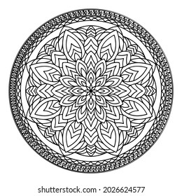 Patrón de Mandala. El ornamento redondo decorativo oriental se puede utilizar para el fondo de la meditación, la terapia de estrés y la página de coloración.