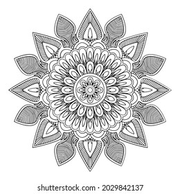 Mandala pattern. Oriental decorative round ornament can be used for meditation background, stress therapy and coloring page.
