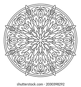 Patrón de Mandala. El ornamento redondo decorativo oriental se puede utilizar para el fondo de la meditación, la terapia de estrés y la página de coloración.