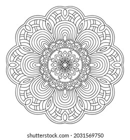 Mandala pattern. Oriental decorative round ornament can be used for meditation background, stress therapy and coloring page.