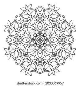 Patrón de Mandala. El ornamento redondo decorativo oriental se puede utilizar para el fondo de la meditación, la terapia de estrés y la página de coloración.