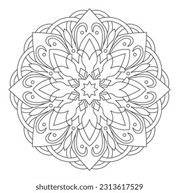 Mandala pattern. Oriental decorative round ornament can be used for meditation background, stress therapy and coloring page.