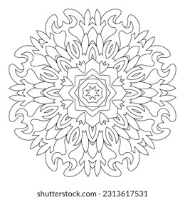 Mandala pattern. Oriental decorative round ornament can be used for meditation background, stress therapy and coloring page.