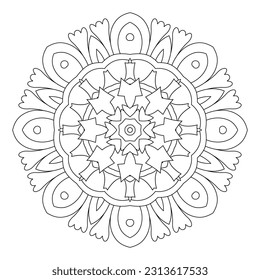 Mandala pattern. Oriental decorative round ornament can be used for meditation background, stress therapy and coloring page.