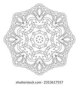 Mandala pattern. Oriental decorative round ornament can be used for meditation background, stress therapy and coloring page.