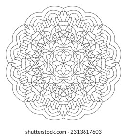 Mandala pattern. Oriental decorative round ornament can be used for meditation background, stress therapy and coloring page.