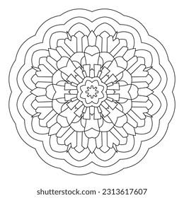 Mandala pattern. Oriental decorative round ornament can be used for meditation background, stress therapy and coloring page.