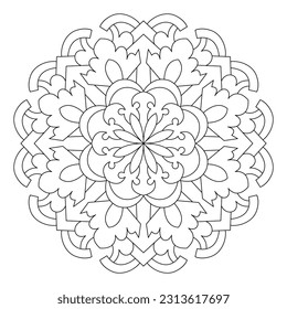 Mandala pattern. Oriental decorative round ornament can be used for meditation background, stress therapy and coloring page.