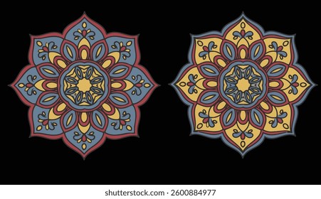 Mandala Pattern Outline Symmetrical Floral Art for Mindful Coloring and Relaxation

