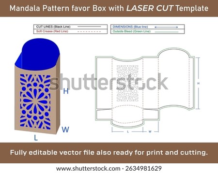 Mandala Pattern Party Favor Box with Dieline Template