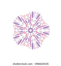 Mandala pattern in pastel colors isolated on white background.