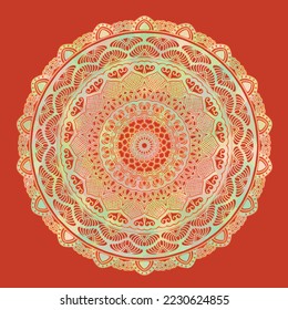 Mandala Muster in Pastellfarben auf Farbhintergrund. Für Yoga, Poster, Meditation, Banner, Tapete, Karte.