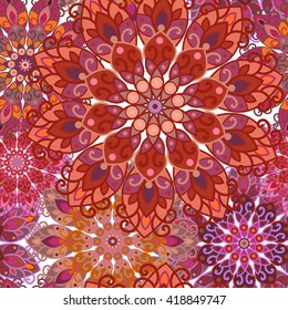Mandala pattern for printing on fabric or paper. Hand drawn background. Colorful, bright print.