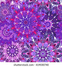 Mandala pattern for printing on fabric or paper. Hand drawn background. Colorful, bright print.