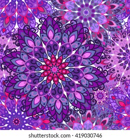 Mandala pattern for printing on fabric or paper. Hand drawn background. Colorful, bright print.