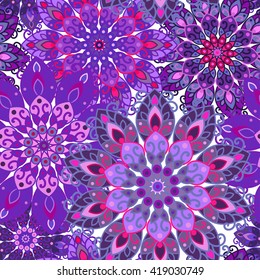 Mandala pattern for printing on fabric or paper. Hand drawn background. Colorful, bright print.