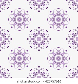 Mandala pattern. Purple color. White background.