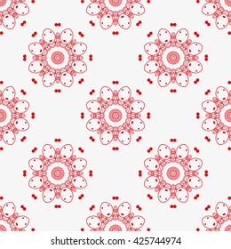 Mandala pattern. Red color. White background.