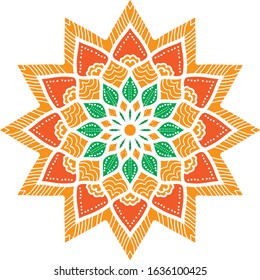 Mandala pattern red and yellow color,vector design,ornament, floral, yoga, mandala, flower, indian