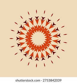 A mandala pattern with red yellow deep cream orange red darkred