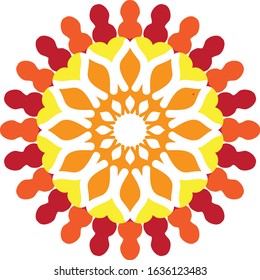 Mandala pattern in red and yellow,vector art design