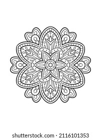 Mandala pattern, round decorative ornament for abstract background or adult coloring book page, vector illustration