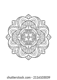 Patrón de Mandala, ornamento decorativo redondo para fondo abstracto o página de libro de coloración para adultos, ilustración vectorial