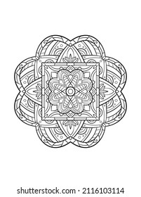 Mandala pattern, round decorative ornament for abstract background or adult coloring book page, vector illustration