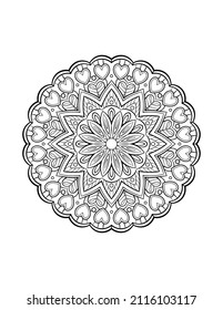 Mandala pattern, round decorative ornament for abstract background or adult coloring book page, vector illustration