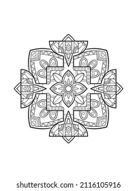 Mandala pattern, round decorative ornament for abstract background or adult coloring book page, vector illustration