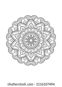 Patrón de Mandala, ornamento decorativo redondo para fondo abstracto o página de libro de coloración para adultos, ilustración vectorial