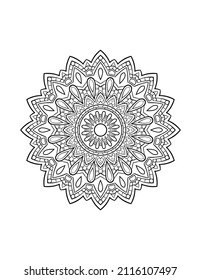 Mandala pattern, round decorative ornament for abstract background or adult coloring book page, vector illustration