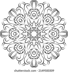 Patrón de Mandala, ornamento decorativo redondo para fondo abstracto o página de libro de coloración para adultos, ilustración vectorial
