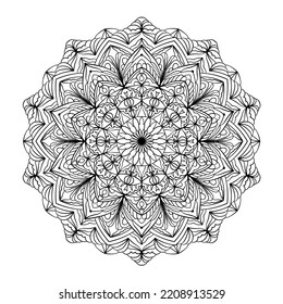 Mandala pattern. Round ornament. Elegant lace graphic design element. Anti-stress design. Vector illustration. 