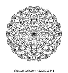 Mandala pattern. Round ornament. Elegant lace graphic design element. Anti-stress design. Vector illustration. 