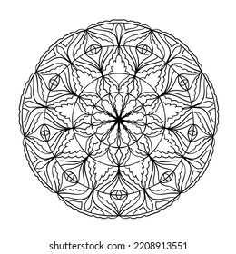 Mandala pattern. Round ornament. Elegant lace graphic design element. Anti-stress design. Vector illustration. 