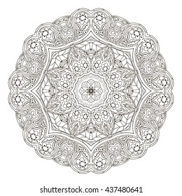 Mandala pattern. Round ornament for your creativity. Zentangl, doodle pattern