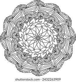 Mandala pattern. Round ornamental decorative background. Coloring book element.