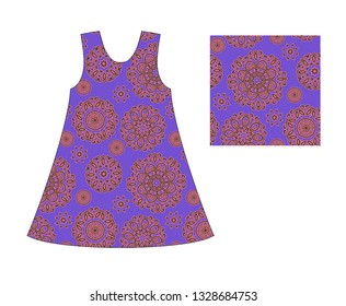 Mandala pattern. Seamless background pattern in oriental style. Vector. Textile design, fabric swatch ,wrapping paper, surface.