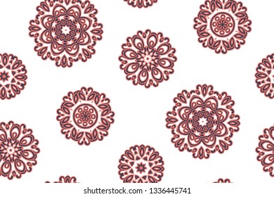 Mandala pattern. Seamless background pattern in oriental style. Vector. Textile design, fabric swatch ,wrapping paper, surface.
