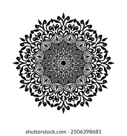 Patrón de mandala y dibujo de henna sin costuras y tatuaje, diseño. Decoración en étnico oriental mehndi, adorno de Doodle en blanco y negro