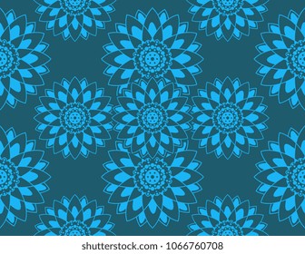 Mandala pattern seamless vintage bohemian blue colors. Creative background illustration fashion and textile vector. Ready for print Eps 8.