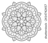 Mandala pattern or Simple Floral Ideas for Coloring book page Art on the wall Lace pattern the Tattoo wallpaper Paint shirt Stencil Design Textures. Decorative circle ornament in ethnic oriental style