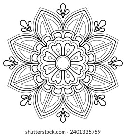 Mandala pattern or Simple Floral Ideas for Coloring book page Art on the wall Lace pattern the Tattoo wallpaper Paint shirt Stencil Design Textures. Decorative circle ornament in ethnic oriental style
