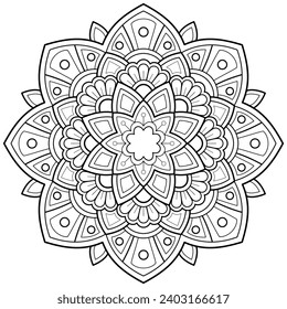 Mandala pattern or Simple Floral Ideas for Coloring book page Art on the wall Lace pattern the Tattoo wallpaper Paint shirt Stencil Design Textures. Decorative circle ornament in ethnic oriental style