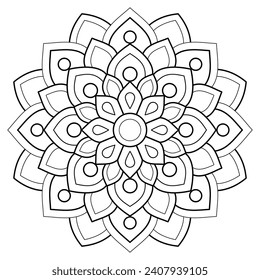 Mandala pattern or Simple Floral Ideas for Coloring book page Art on the wall Lace pattern the Tattoo wallpaper Paint shirt Stencil Design Textures. Decorative circle ornament in ethnic oriental style