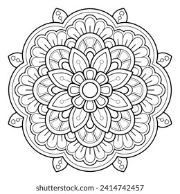 Mandala pattern or Simple Floral Ideas for Coloring book page Art on the wall Lace pattern the Tattoo wallpaper Paint shirt Stencil Design Textures. Decorative circle ornament in ethnic oriental style