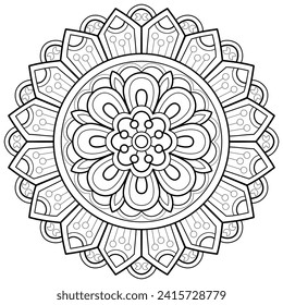 Mandala pattern or Simple Floral Ideas for Coloring book page Art on the wall Lace pattern the Tattoo wallpaper Paint shirt Stencil Design Textures. Decorative circle ornament in ethnic oriental style