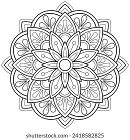 Mandala pattern or Simple Floral Ideas for Coloring book page Art on the wall Lace pattern the Tattoo wallpaper Paint shirt Stencil Design Textures. Decorative circle ornament in ethnic oriental style