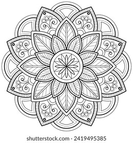 Mandala Muster oder einfache Blumenideen für die Malerei Buchseite Kunst an der Wand Lace Muster der Tattoo Tapete Paint Shirt Stencil Design Texturen. Dekorative Zirkelverzierungen im orientalischen Stil